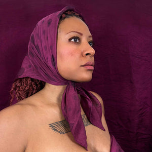 Claret Hand-Painted Silk Bandana