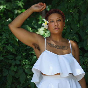 White Denim Circle Skirt and Top Set
