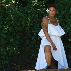White Denim Circle Skirt and Top Set