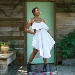 White Denim Circle Skirt and Top Set