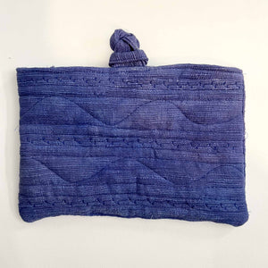 Indigo Cotton Quilted Clutch
