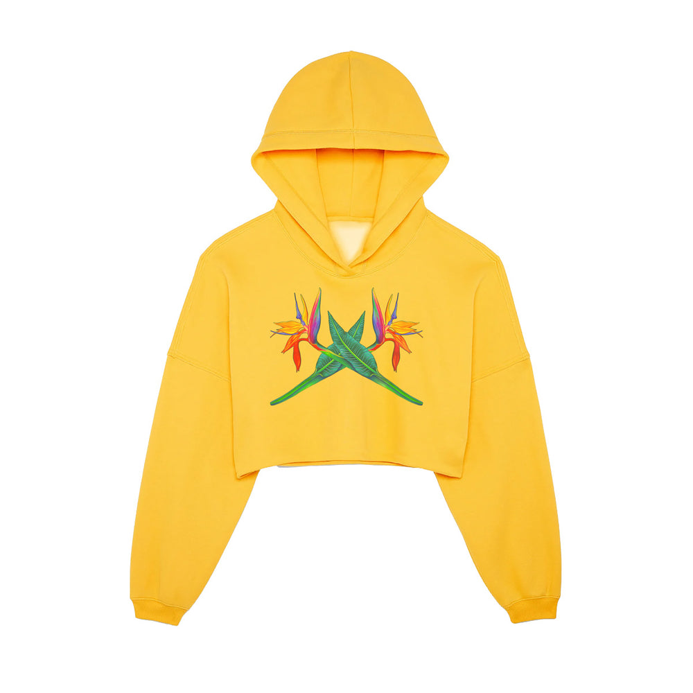 Bird of Paradise Cropped Hoodie, Gold