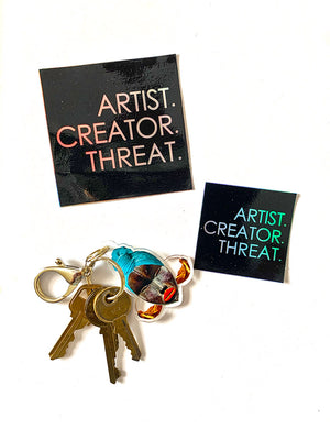 Artist. Creator. Threat. Holographic Sticker