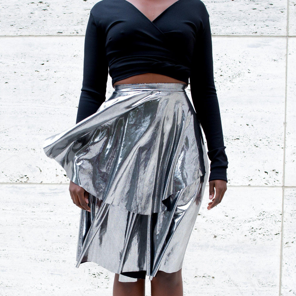 Donna Tiered Liquid Metal Skirt - Dopeciety - 2