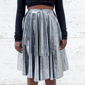 Donna Tiered Liquid Metal Skirt - Dopeciety - 3